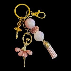 Elegant Pink Ballerina Keychain Handmade